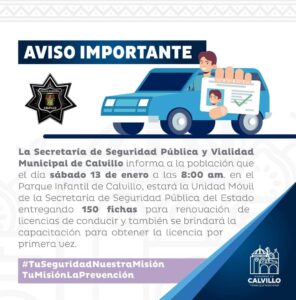 licencia de conducir calvillo 10 enero 2024