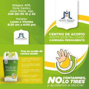 EN MARCHA CAMPAÑA DE ACOPIO DE ACEITE VEGETAL EN JESÚS MARÍA