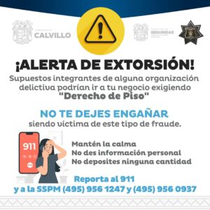 Alerta de extorsión calvillo0