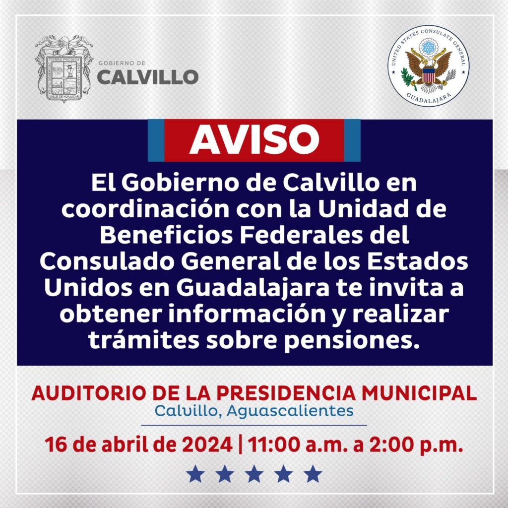 Calvillo y la Unidad de Beneficios Federales del Consulado General de los Estados Unidos