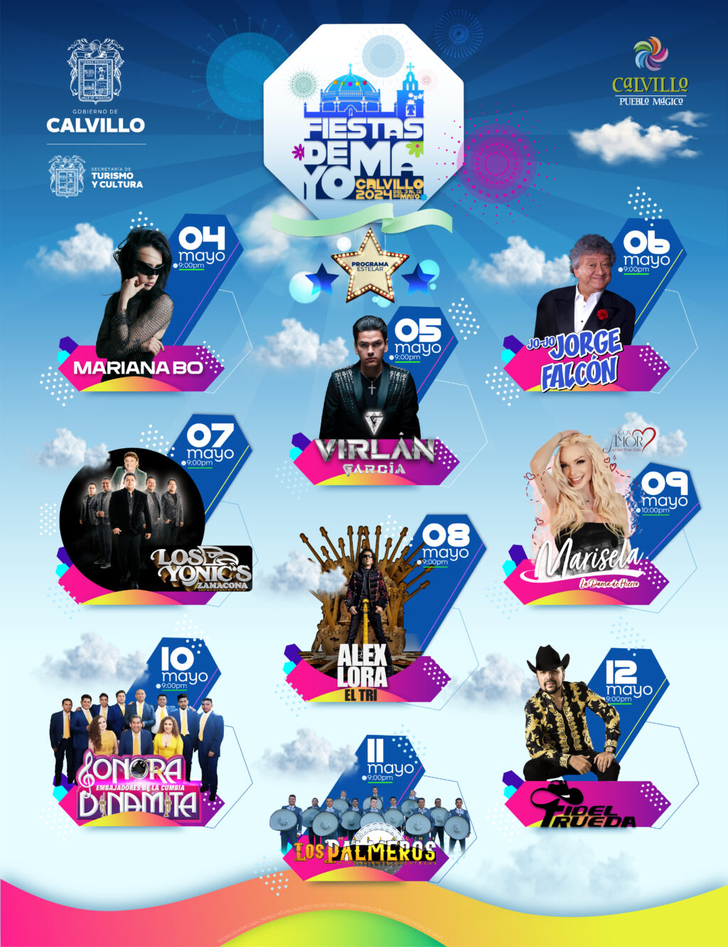 Cartel artistas fiestas de mayo