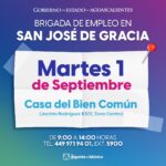 «BRIGADA DE EMPLEO LLEGARÁ A SAN JOSÉ DE GRACIA ESTE 1 DE SEPTIEMBRE»