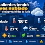 “AGUASCALIENTES TENDRÁ UN JUEVES NUBLADO, MÁXIMA DE 27°C Y APENAS 2% DE PROBABILIDAD DE LLUVIA”